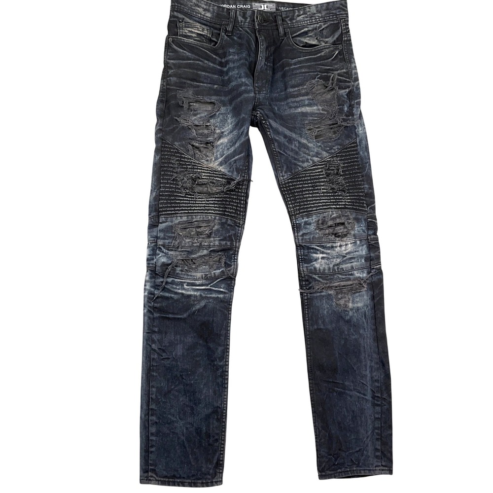 Jordan Craig Jeans Mens 32W 32L Indigo Aaron Legacy Distressed‎ Moto Streetwear